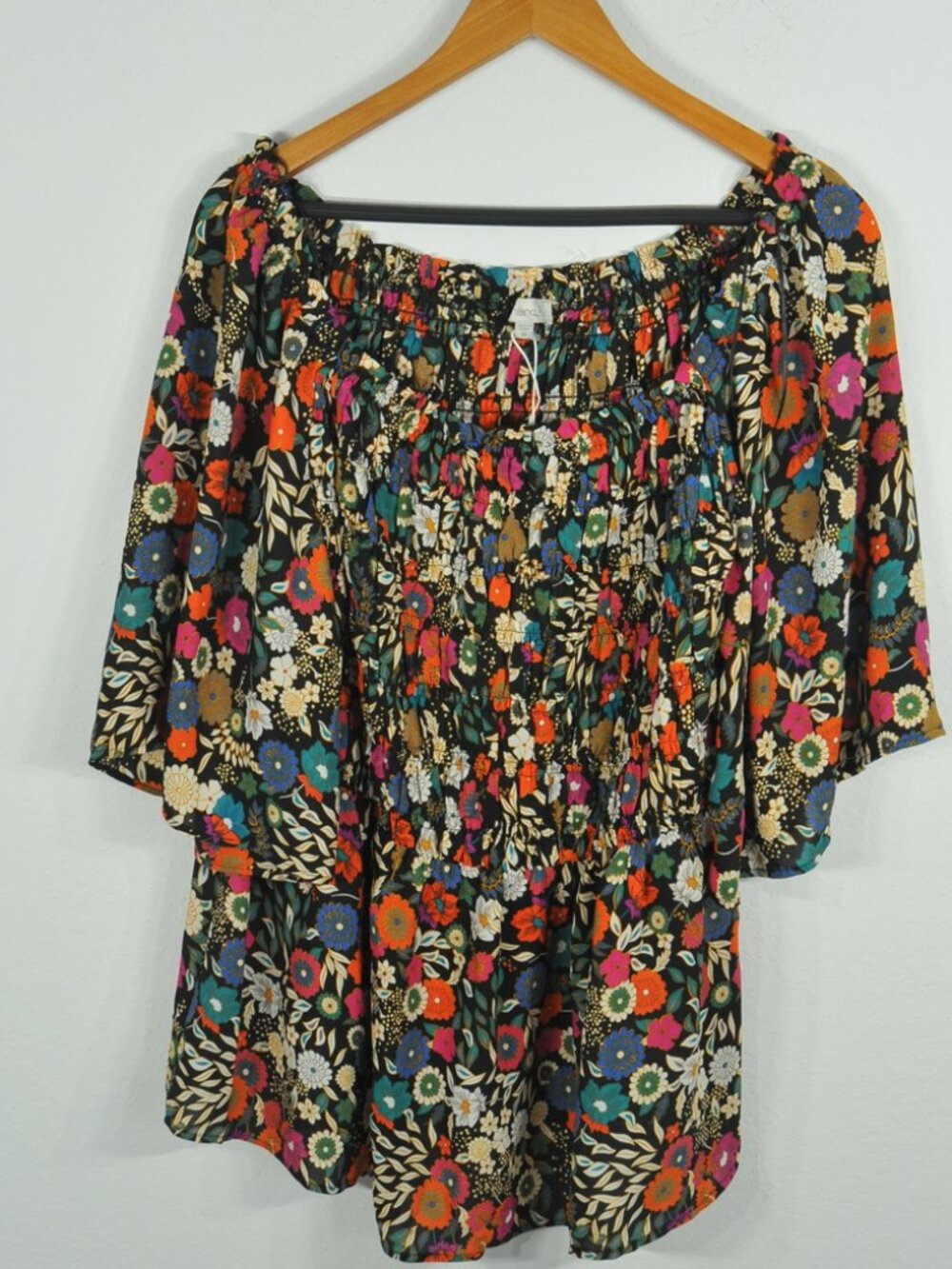 Chenault women's blouse Plus 2X Short sleeve floral Multicolor NWT